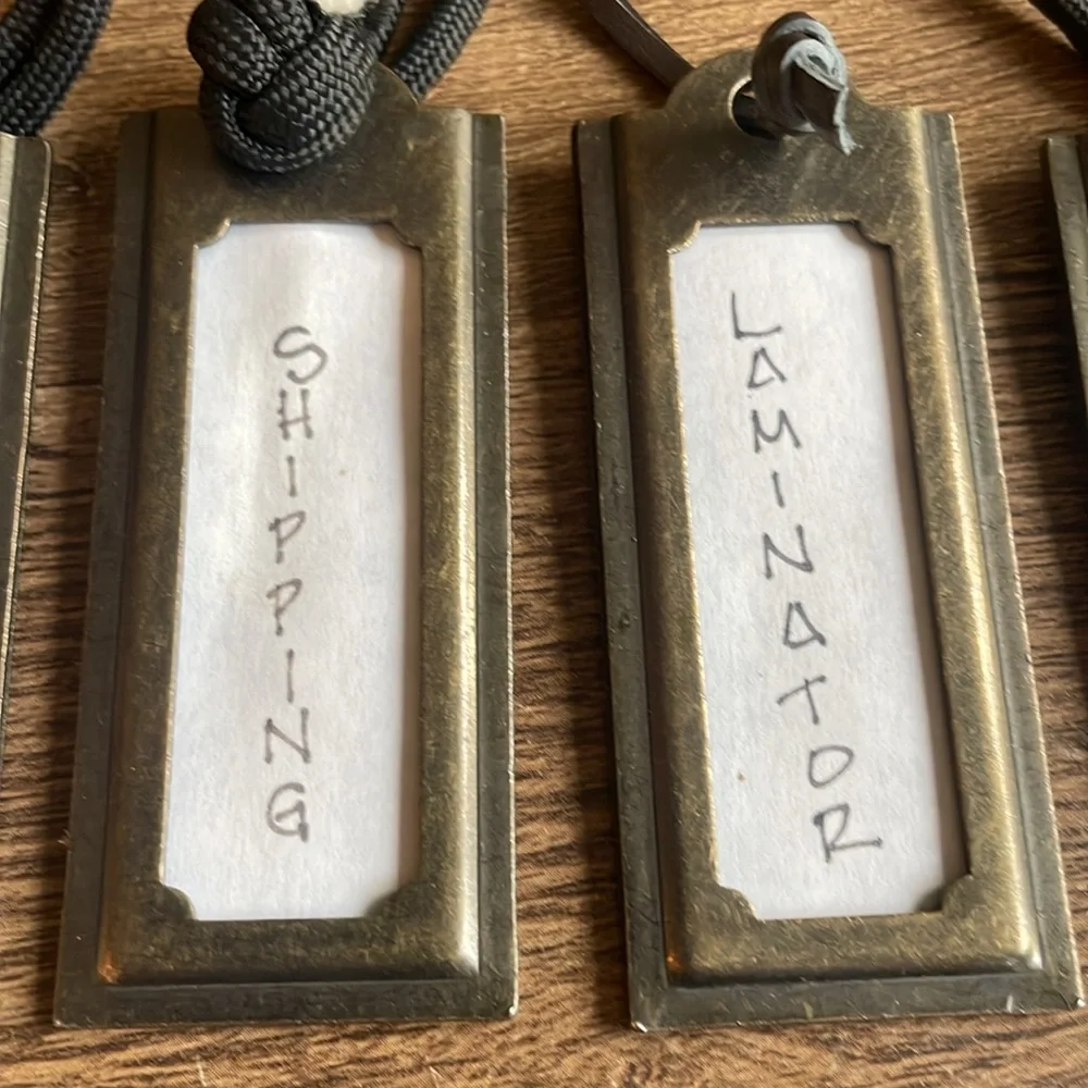 Bronze Tags Set 5 Metal Rustic Chic Office Cabinet Interchangeable Metal Heavy
